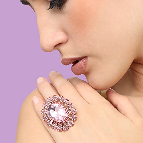 Image of SOHI Cocktail Ring for Women & Girls, Chunky Ring, Finger Ring, adjustable ring, Ladies Ring, Gold Plated Ring, aesthetic jewellery, hand ring for women