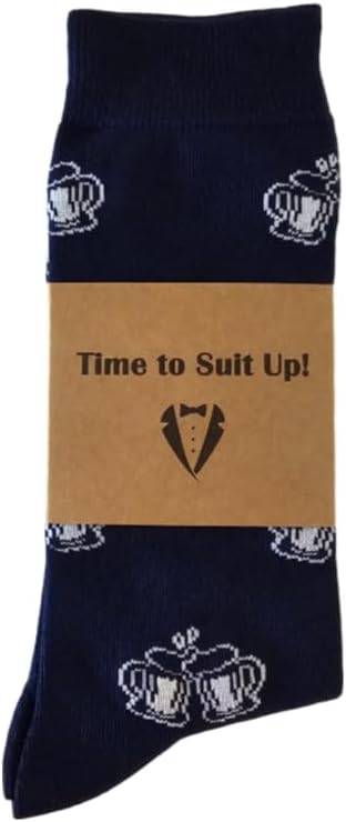 Groomsmen Socks Set of, Groomsmen Usher Gift, Groomsman Proposal Box, Best Man Gift, Funny Sock, Groomsman Proposal Box, Premium Bamboo Sock, Navy Blue Beer Stein Novelty Socks