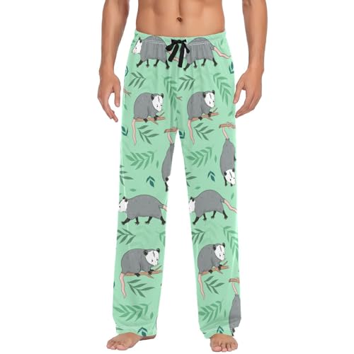 Flamingo Pajama Pants Mens Lounge Pants Super Soft Palm Tree Men Pajama Bottoms with Pockets Drawstring S2