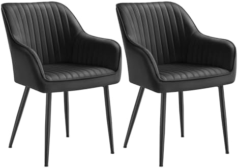 SONGMICS 2er Set Esszimmerstühle, Samt, Schwarz | Polsterstuhl mit Armlehnen, Metallbeine, bis 120 kg, für Esszimmer, TYRA Kollektion