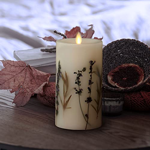 Luminara Realistic Artificial Moving Flame Pillar Candle with Lavender & Rosemary Inclusion - Moving Flame LED Battery Operated Lights - Remote Ready - Remote Sold Separately - 3.25\" x 6.5\" - Thumbnail 6