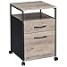 Produktbild VASAGLE Aktenschrank mit 2 Schubladen, mobiler Büroschrank mit Rädern, Rollcontainer, offenes Fach, Hängeregistratur, stabiles Stahlgestell, Industrie-Design, Greige-schwarz OFC071B02