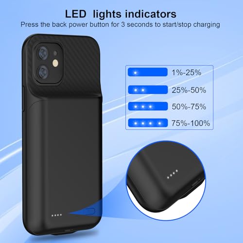 Funda batería de 10000 mAh para iPhone 13 y 14 con salvapantallas de alta resistencia 7
