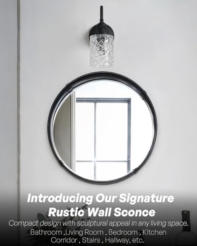 Image of Black Bathroom Vanity Light with Clear Checkered Glass Shade