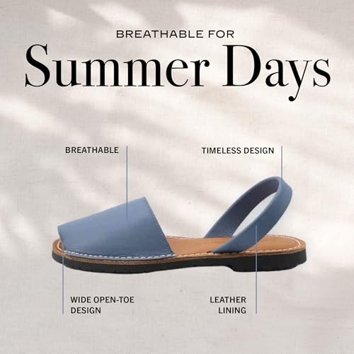 Image of The Spanish Sandal co Classic Flat Sandals for Women, Dressy Soft Leather Peep Toe Sandals for Women, Versatile Casual Slip-on Flats