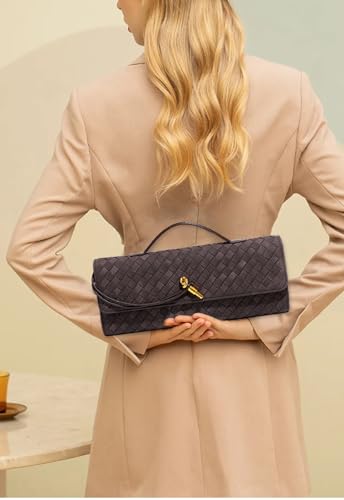 Image of Upbull Trendy Woven Evening Clutch Purses Women Underarm Shoulder Handbag Cute Satchels Crossbody Purse PU Leather Wallet
