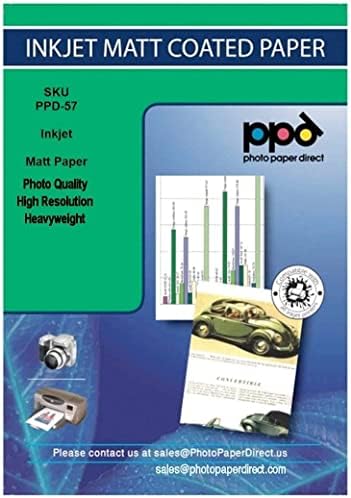 PPD Inkjet Matte Coated Photo Quality Paper Heavy 11x17" 49lbs 180gsm 9.5mil. X 100 Sheets (PPD057-100)