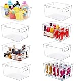 Set of 8 Large Clear Plastic Storage Bins (8L), Storage Containers for Pantry Organization and Kitchen Storage Bins,Home Edit and Cabinet Organizers