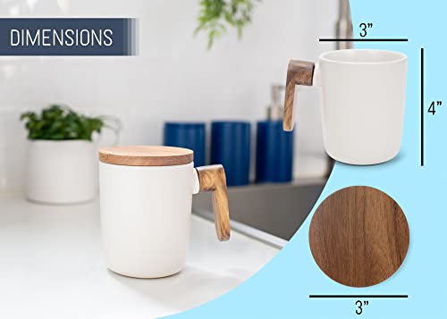 Taza estilo japonés con asa y tapa de madera 12 onzas miniatura 2
