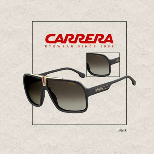 Carrera CA1014/S 0807/HA 64MM Black/Brown Gradient Plastic Square Sunglasses For Men + BUNDLE with Designer iWear Eyewear Kit2