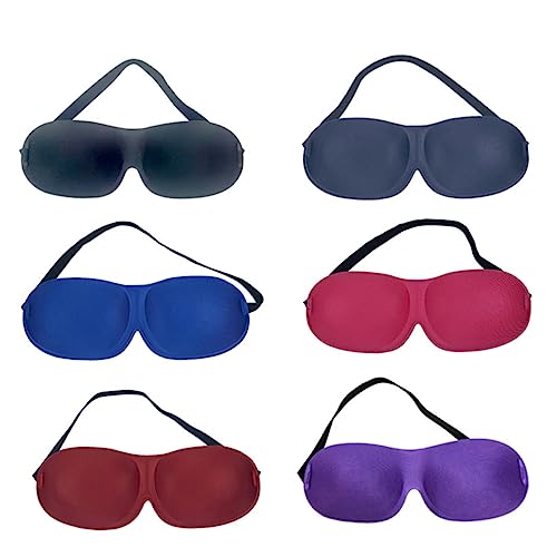 FRCOLOR 6個立体設計 鼻なし睡眠用アイマスク 目隠しパッチ 光遮断 ソリッドカラー 旅行 家 ホテル 使用可能
