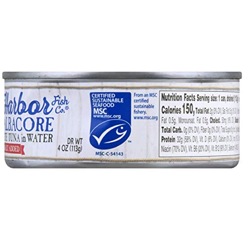 Blue Harbor Fish Co. Wild Albacore Solid White Tuna In Water No Salt Added - 4.6 Oz Can (Pack Of 12) #TOP2