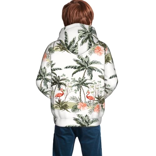 Flamingo Palm Trees Kid Hoodies Boys Sweatshirts Girls Pullover with Pocket4