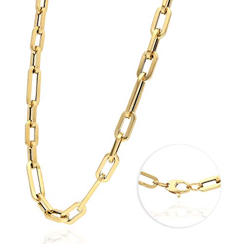 14K Yellow Gold 6Mm Elongated Figaro Paperclip Chain Necklace 16"-24", 22" #TOP2