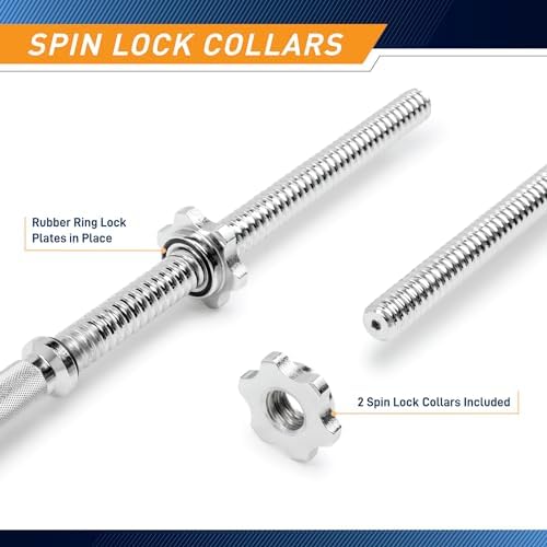 Marcy 6 ft. 2,5 cm Ağırlık Plakaları için Dişli Döndürme Kilitli Yaka İki Parçalı Standart Ağırlık Çubuğu Ev Spor Salonu için Serbest Ağırlık Aksesuarı TRB-72.2 - Görsel 4