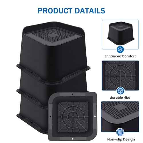 image for ANNKUT Bed Risers 4 Inch Heavy Duty, Furniture Risers for Bed Desk Tab