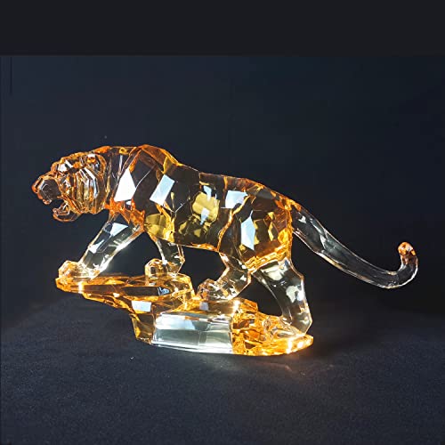 Beaulemna Acrylic Tiger Figurine Glass Collection Ornament Statue Animal Collectible Table Decor Home Decor (Amber) #TOP7