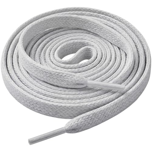Aiahoel 5/16" Double Layer Flat Shoelaces - Non-Slip, No-Fray, No-Pilling, 21 Colors & 14 Sizes, Universal Fit for Sneakers Boots Dress Shoes, Light Gray 50"(127 cm)