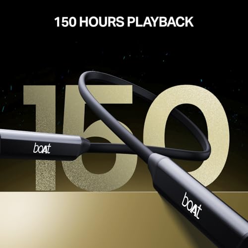 Image of Boat Rockerz Trinity Grande, 150H Battery, Hi Res Audio by LDAC, Dual Pair, ENx Tech, Stream Ad Free Music via App Support, Bluetooth Neckband, Wireless with Mic Earphones (Black)