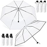 6 Pcs Clear Umbrella Transparent Foldable Umbrella Travel Compact Umbrella Windproof Portable Collapsible Umbrella Manual Open Close Folding Umbrellas for Rain Wedding Dating
