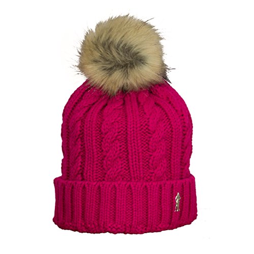 Surprizeshop Damen Raspberry Cable Bommelmütze - Pink Cover