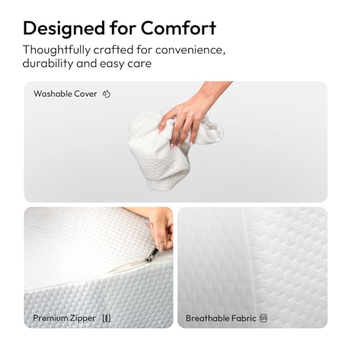 Image of Frido Wedge Plus Cushion Cover | Ultrasoft, Breathable & Cool Pillow Cover | Aesthetic Pillow Cover for Home | Durable & Machine-Washable | White