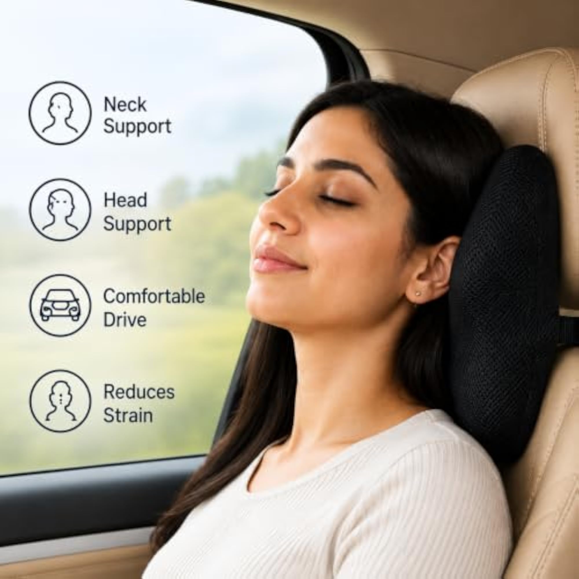 Memory Foam Car Neck Support Pillow for Ergonomic Comfort