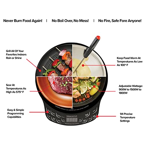 Nuwave Pic Flex, 45 Temps From 100°F To 500°F, 3 Watt Settings 600, 900 & 1300W, 6.5” Heating Coil, Induction Cooktop, Perfect For Dorms, Rvs, Hotel Rooms, & Cabins, 4Qt Non-Stick Ceramic Pan Included #TOP2