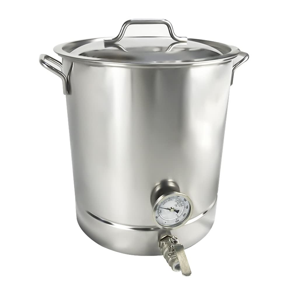 304 Edelstahl Heimgebrauchskessel, 30-60L Kochtopf Mit Ventil, Doppelte Filtrierung, Thermometer Und Filter Brühgruppe (Silber),30L