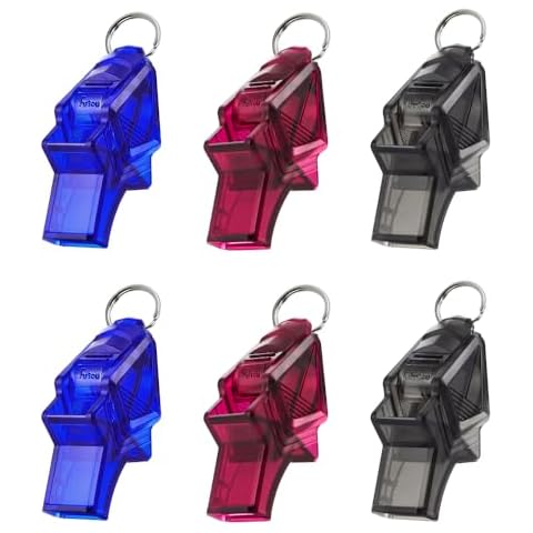 HUTOU Whistle,6 Packs Pealess Plastic Basketball Whistle with Lanyard for Coaches,Referee,Teachers and Police Cover