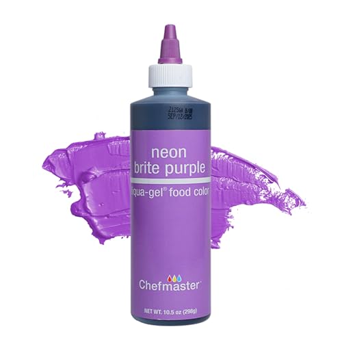 Chefmaster Neon Purple Liqua-Gel® Food Coloring | Vibrant Color | Professional-Grade Dye for Icing, Frosting, Fondant | Baking &amp; Decorating | Fade-Resistant | Easy-to-Use | Made in USA | 10.5 oz