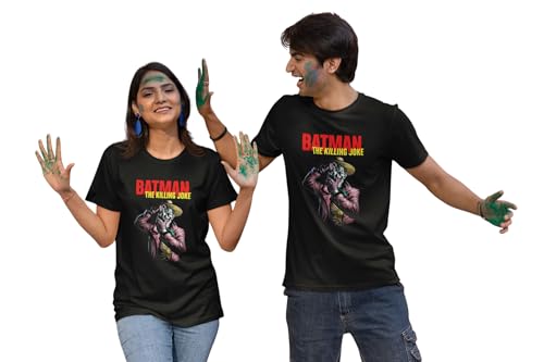 Image of ElegantCrafts 'Batmen The Killing Joke' Graphic Print Cotton T-Shirt, Joker Design, Unisex Casual Wear