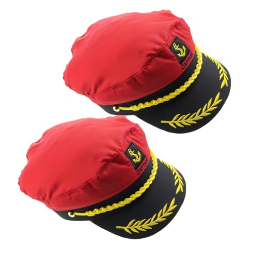 Photo de SOIMISS 2 pièces Chapeau Capitaine Brodé Style Marin Manian Casquette Yacht Adulte Cosplay Fête