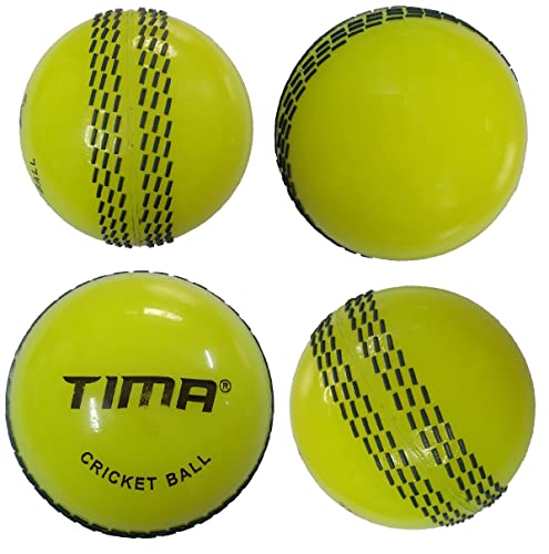 Image of Tima Sports Fun Poly Hard Synthetic Red Cricket Ball (Yellow Pack of 4)