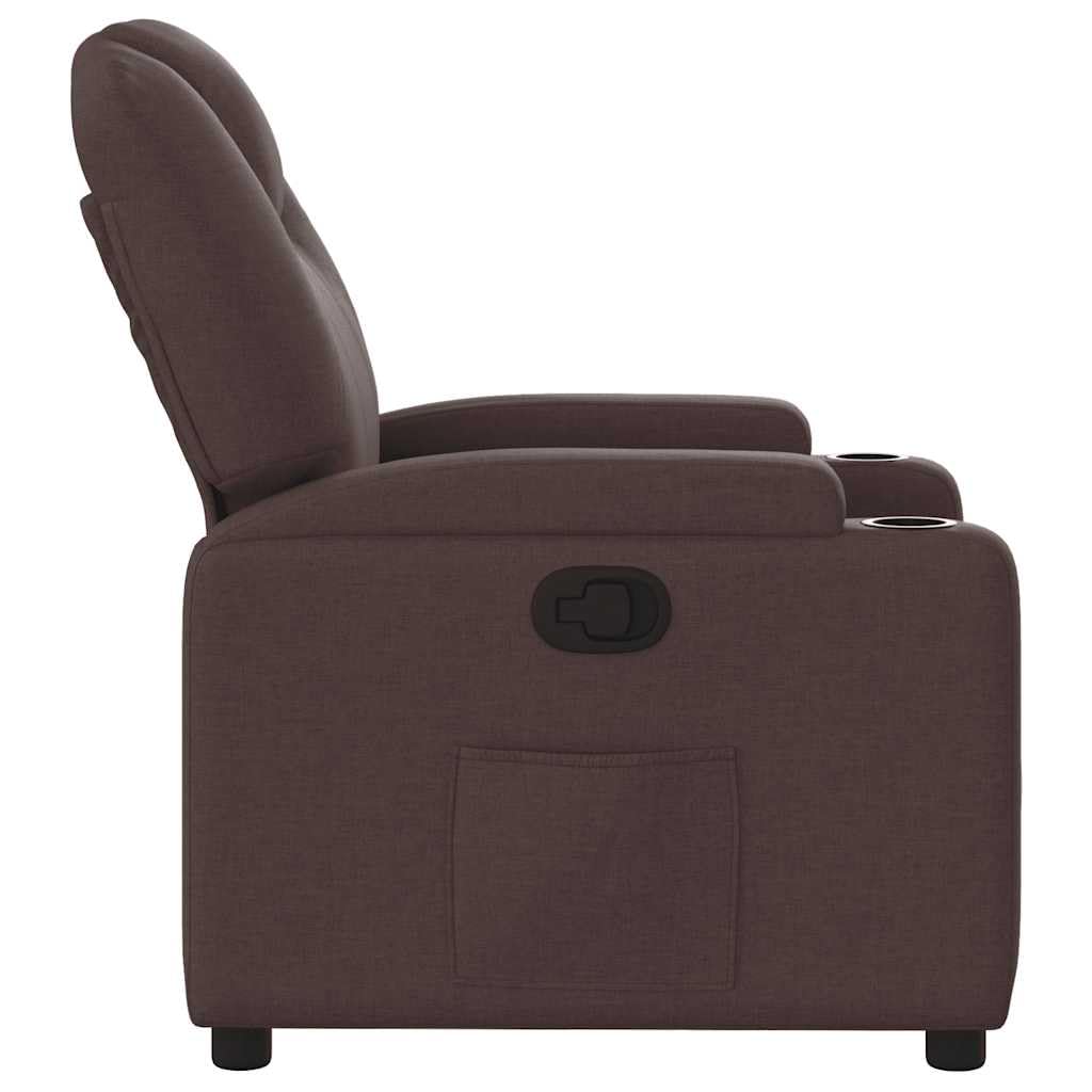 Sillón de relax manual sillón TV marrón oscuro tela