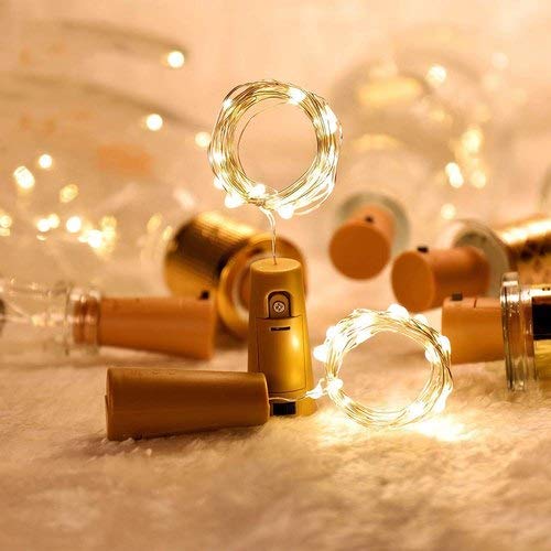 2 Pack of LED Bottle Lights with Cork, 20 LED Battery Operated (Warm White) Copper Wire String Lights, 2M/7.2FT(Pack of 2)