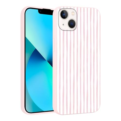 Yirlbey Gestreift Sommer Handyhülle für iPhone 13 Mini Hülle 5 4 Aesthetic Summer Rosa Weiß Striped Stripes Muster Motiv Design für Mädchen Schutzhülle Bunt Rosa Silikon TPU Dünn Case Streifen