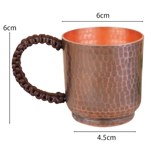 Taza de agua de cobre puro estilo Masrapa con asa para café 4