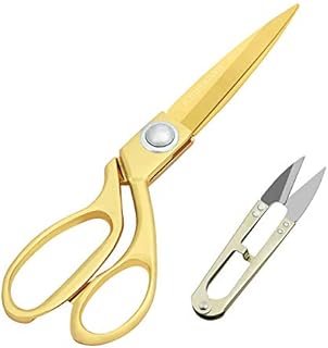 Handi Stitch Gold Tailor Dressmaking Scissors & Yarn Thread Snippers - Heavy Duty 25.4cm/10 Inch Stainless Steel Sharp Shears - Cutting Fabric, Clothes, Leather, Denim, Altering, Sewing & Tailoring
