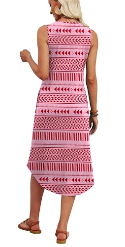 Image of WIHOLL Summer Dresses for Women 2026 Button Front Sleeveless Casual Midi Dress Beach Vacation Sundresses with Pockets