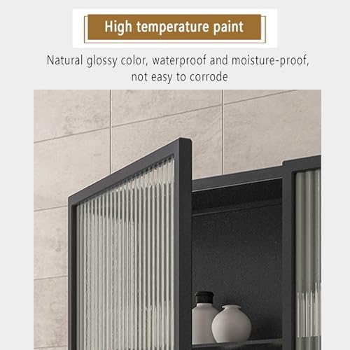 Wall Mounted Metal Medicine Cabinet with 3 Shelves - Stylish Black Over The Toilet Storage for Bathroom & Kitchen - Single/Double Door Organizer for Toiletries