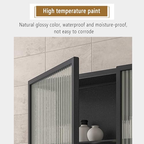 Botiquín de pared con puerta, 3 estantes ajustables, solución de almacenamiento ideal para artículos esenciales y artículos de tocador, diseño que ahorra espacio