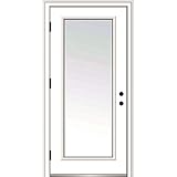 National Door Company ZZ364628R Fiberglass Smooth, Primed, Right Hand Outswing, Prehung Door, Full Lite, Clear Glass, 36'x80', Fiberglass