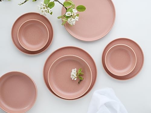 CreaTable, 10069, Serie Uno Rusty Rose, 8-teiliges Geschirrset, Teller Set aus Steinzeug, spülmaschinen- und mikrowellengeeignet, Made in Portugal
