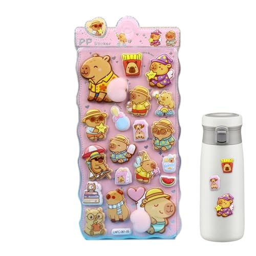 Pegatinas lindas de PVC 3D de dibujos animados extraíbles, pegatinas de burbujas Capybara para niños pequeños, para cumpleaños, clases de scrapbooking diarios y manualidades telefónicas