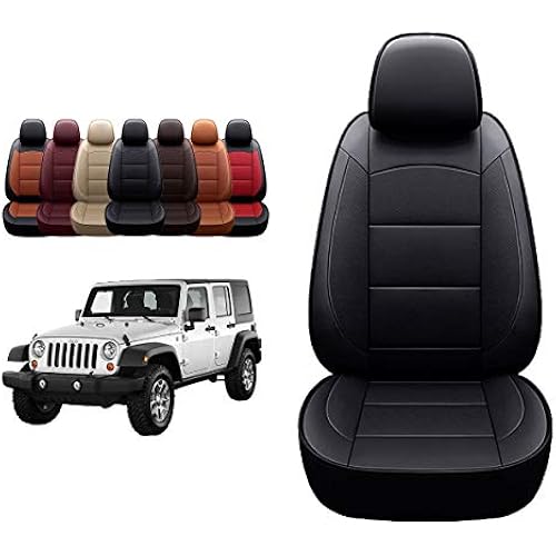 OASIS AUTO Custom Fit Seat Covers Compatible with Jeep Wrangler JK 4-Door Unlimited (2013-2017) - Waterproof Faux Leather Full Set, Interior Accessories (Black)
