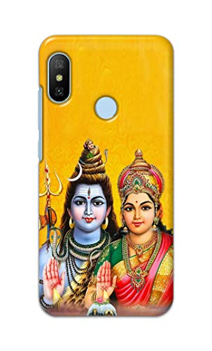 Image of PRINTFIDAA Lord Shiva Parvati Yellow Background Printed Designer Hard Back Case Cover for Xiaomi Mi A2 -(TI) MVN1008