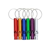 3-Bears Emergency Survival Aluminum Whistle Key Chain for Hiking Camping Climbing(Small Size, Red,Yellow,Blue,Green,Purple,Silver, Pack of 6)
