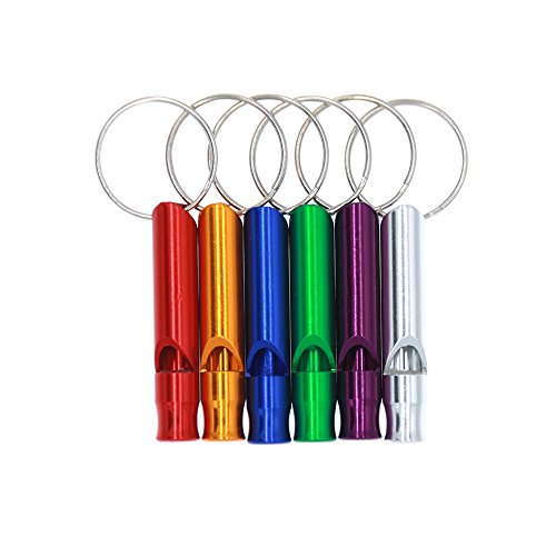 3Bears Emergency Survival Aluminum Whistle Key Chain for Hiking Camping Climbing(Small Size, Red,Yellow,Blue,Green,Purple,Silver, Pack of 6)