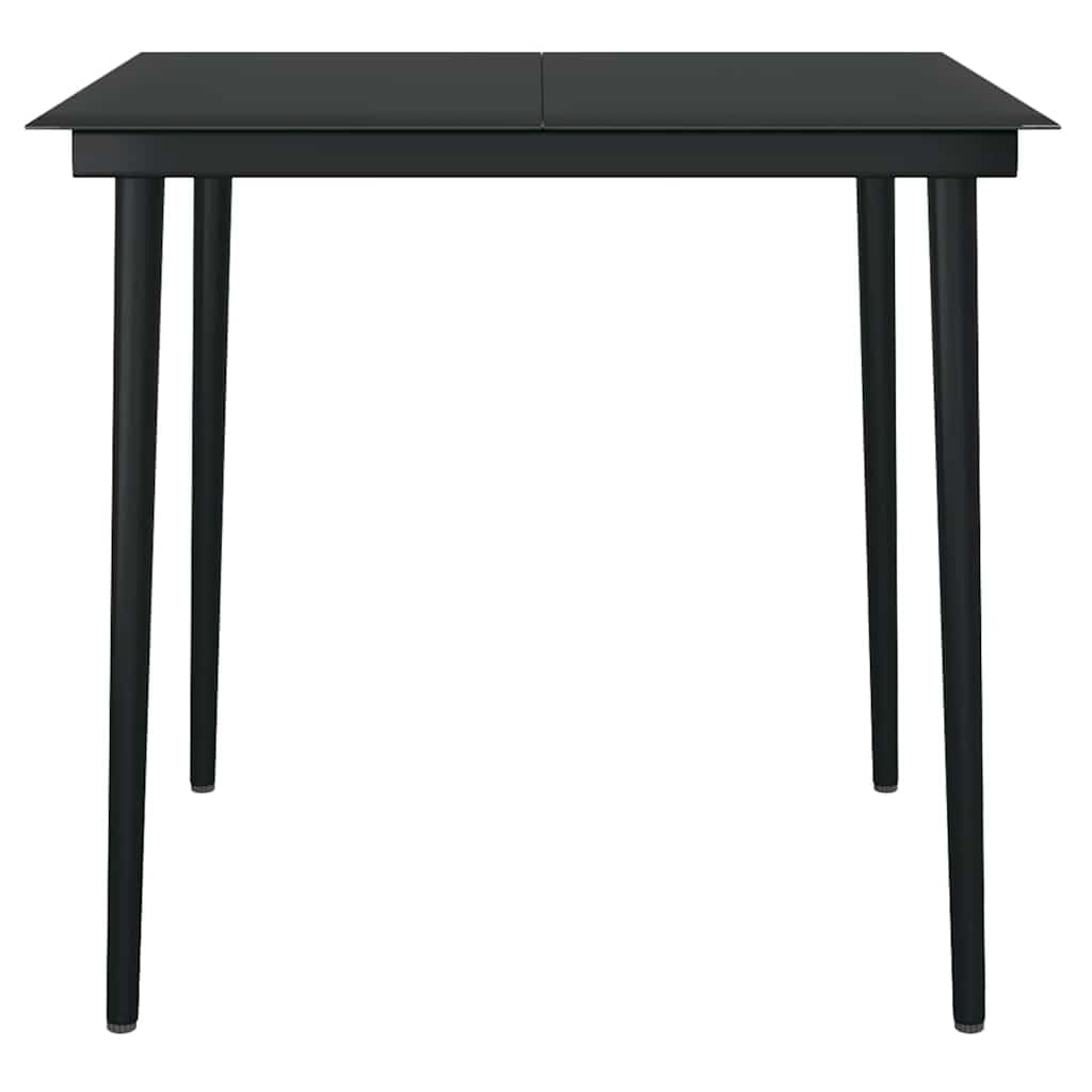 Juego de comedor de jardín de 5 piezas, color negro con mesa de | Estructura de acero con recubrimiento en polvo, sillas de ratán hueco, resistentes al agua, fáciles de limpiar
